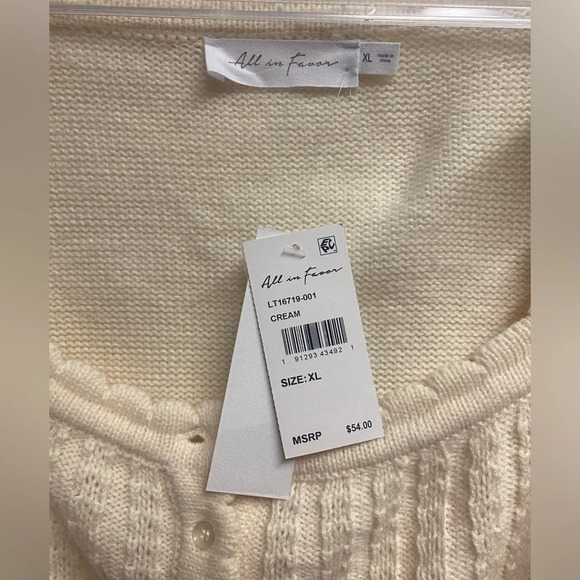 NWT Nordstrom “All In Favor” Cream Knit Cropped Sweater Size XL - Picture 4 of 6